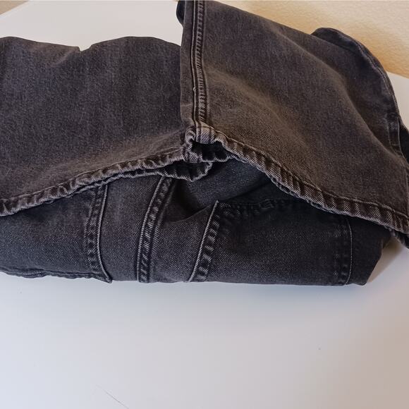 H&M Girls Wide High Waist Jeans Size 14 Black Faded Distressed Slit Denim - Picture 12 of 12